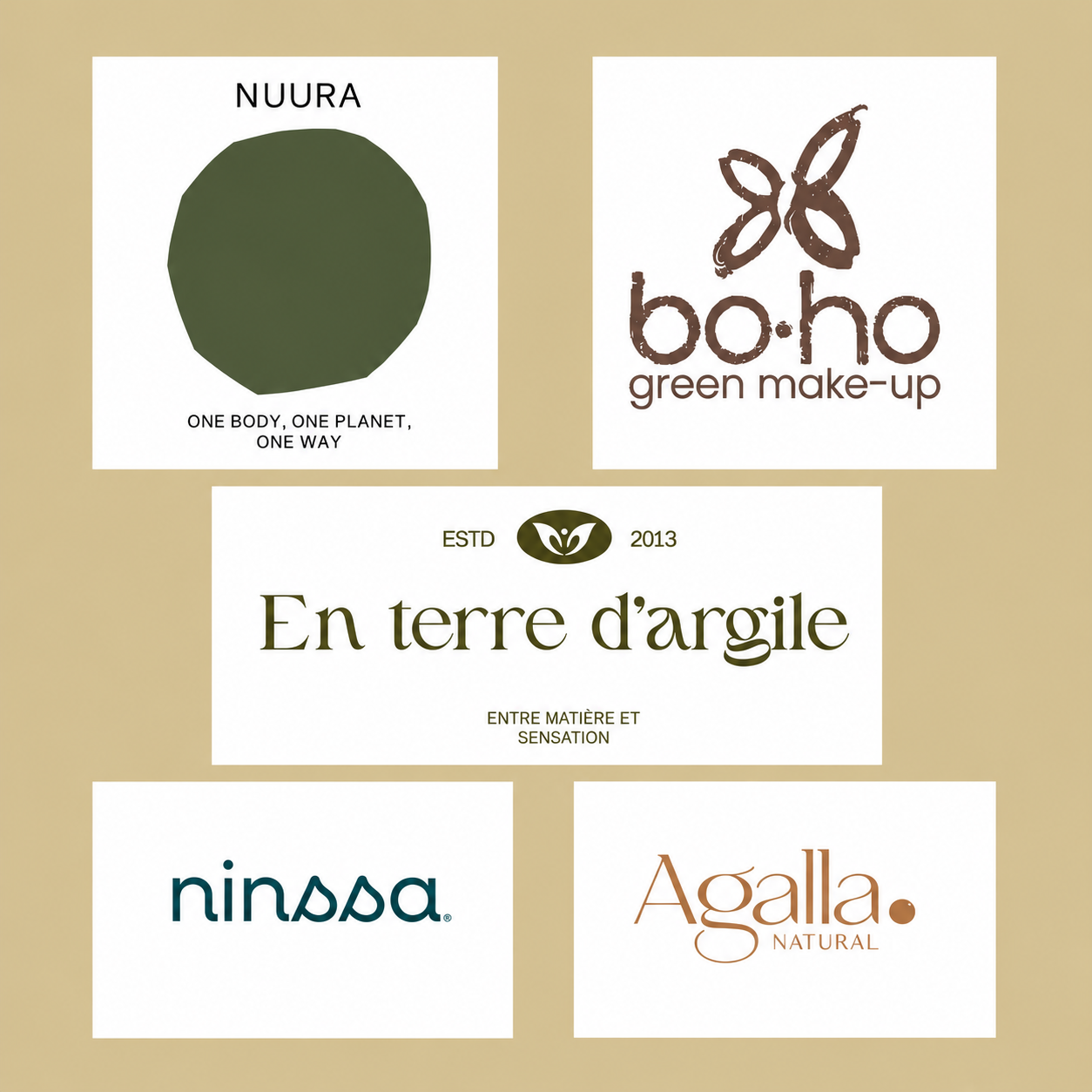cosmética orgánica - Marcas naturales sobre fondo beige